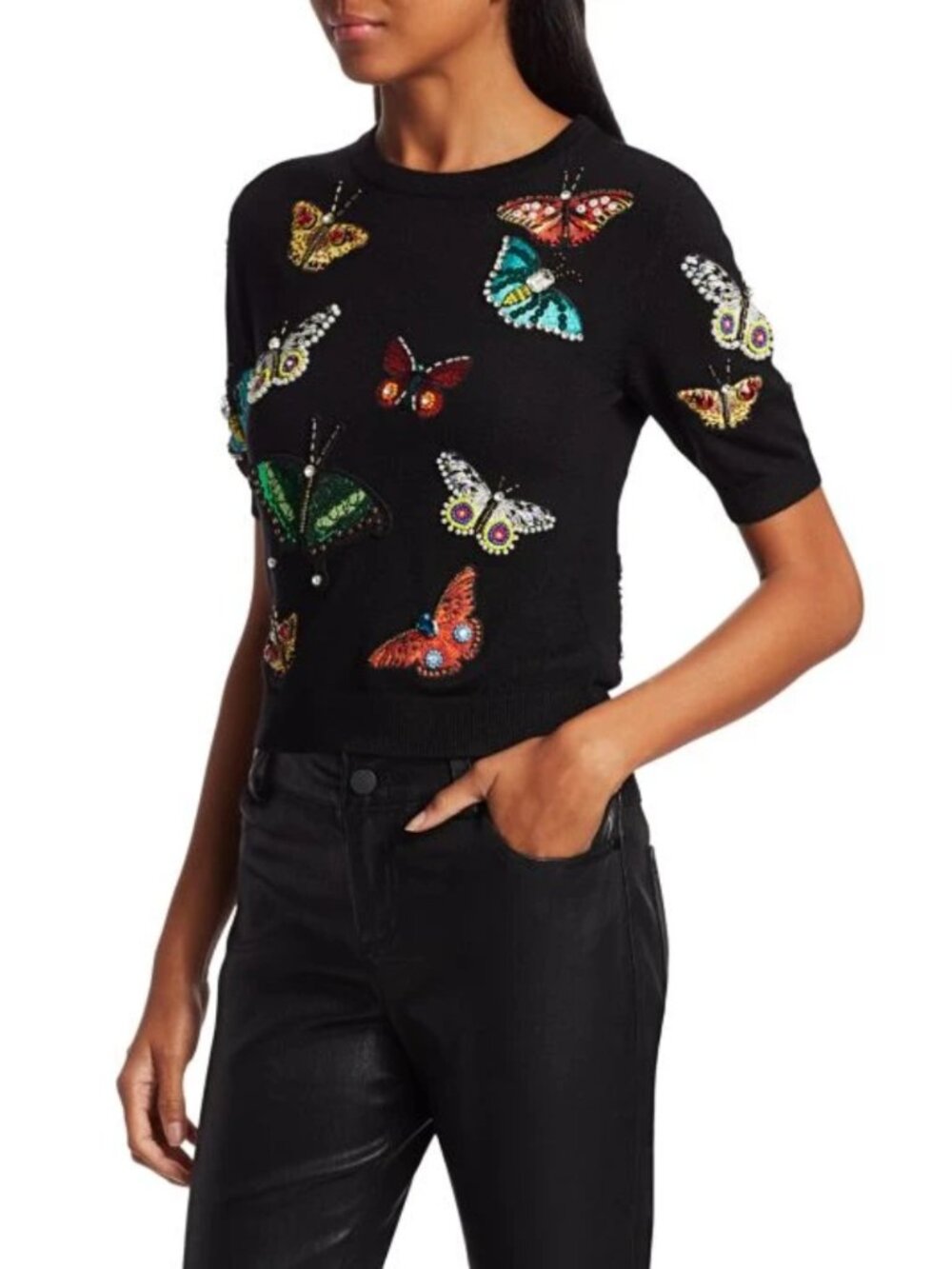 NWT Alice + Olivia Ciara Butterfly Embroidered Sweater Medium M - Picture 4 of 14